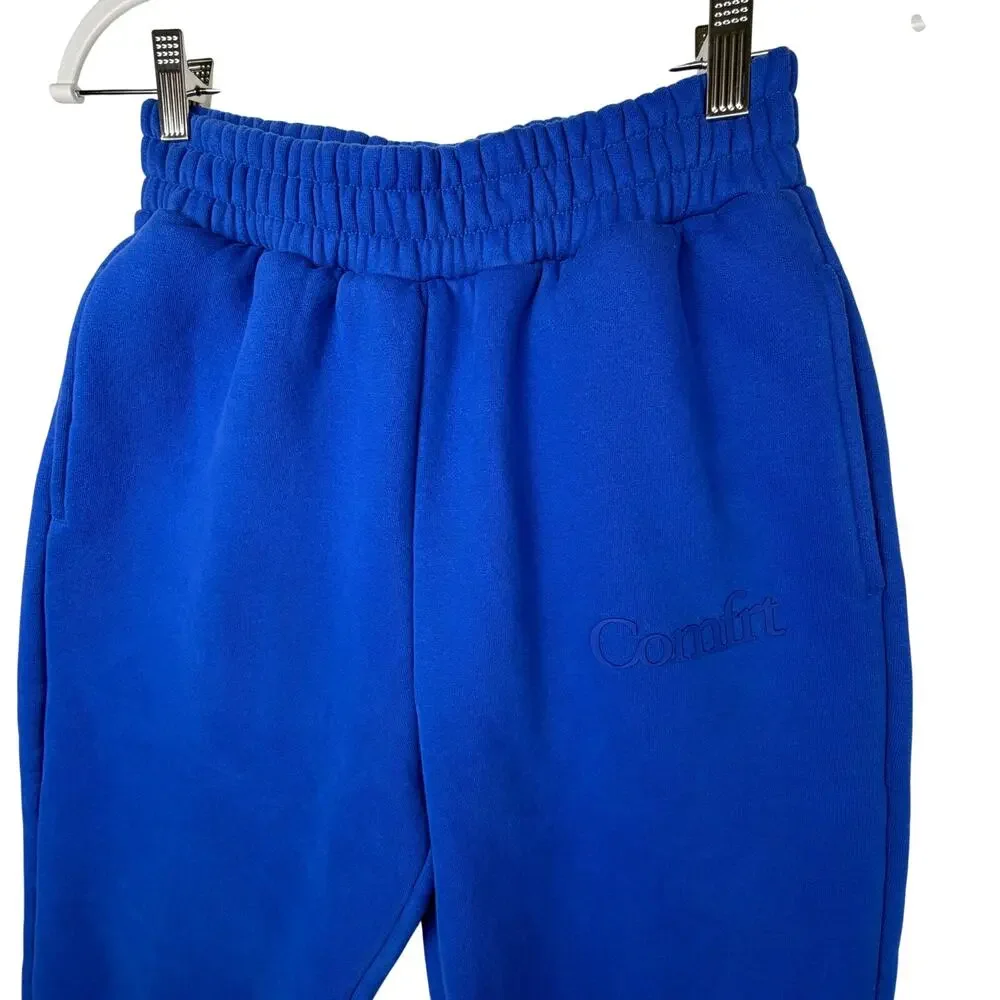 Comfrt Minimalist Hoodie Jogger Set Unisex Sz S Cobalt Blue Oversized Tracksuit